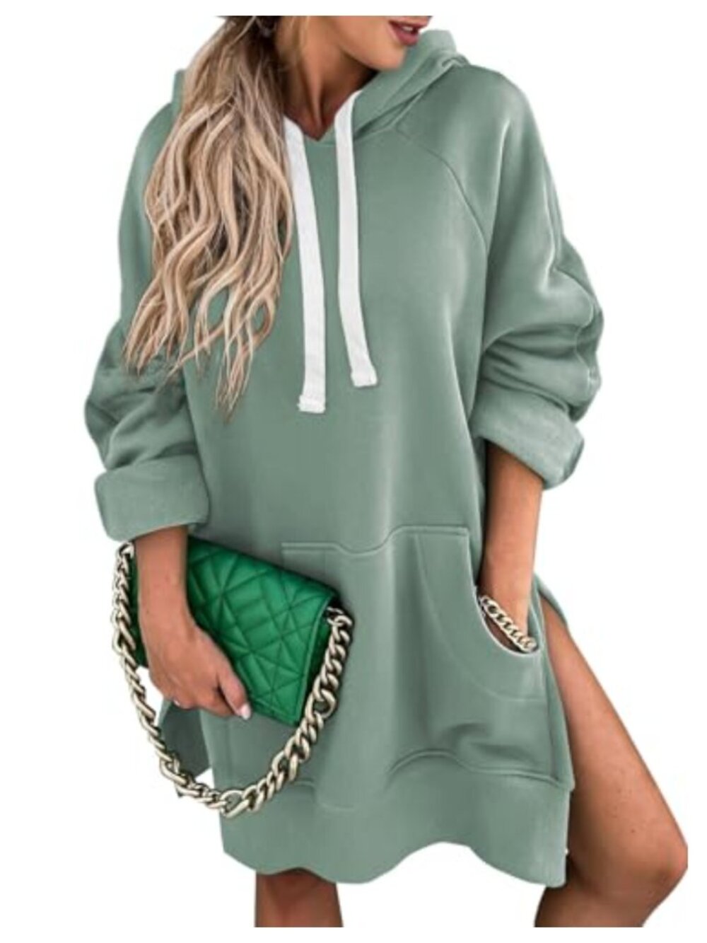 SHEWIN Women's Hoodie Dress Long Sleeve Drawstring Oversized Pullover